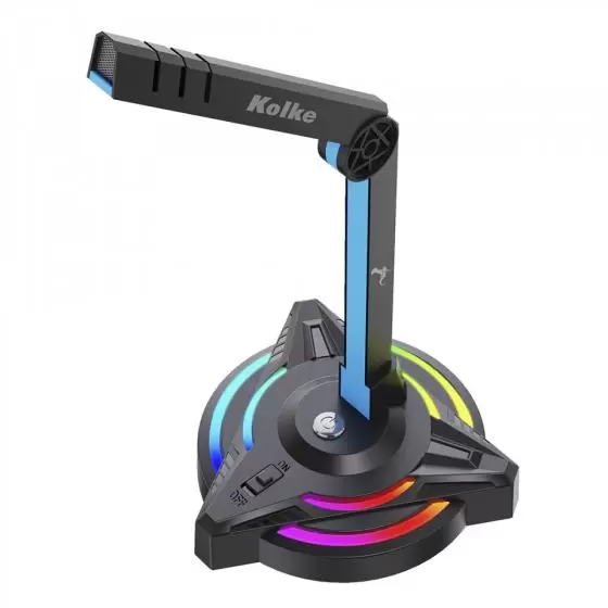 Micrófono gamer Kolke KGI-518 con luces RGB y conexión USB.