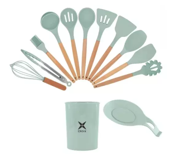 Set de utensilios de cocina Croix x13 pcs en silicona y madera