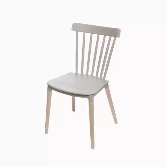 Silla midi Level 1109 beige: polipropileno y base de madera
