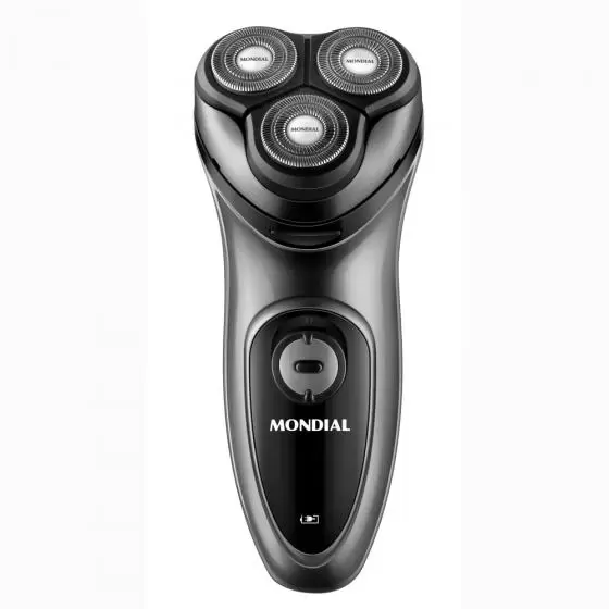 Barbeador Mondial Power Shave BE-02: Modelo BE-02, recargable, hoja de acero inoxidable.