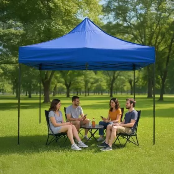 Toldo plegable 3x3 Level azul - Ideal para eventos y camping - Imagen 2