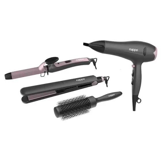 Kit 4 en 1 Perfection: Secador, Planchita, Buclera y Cepillo Nappo NPK-271