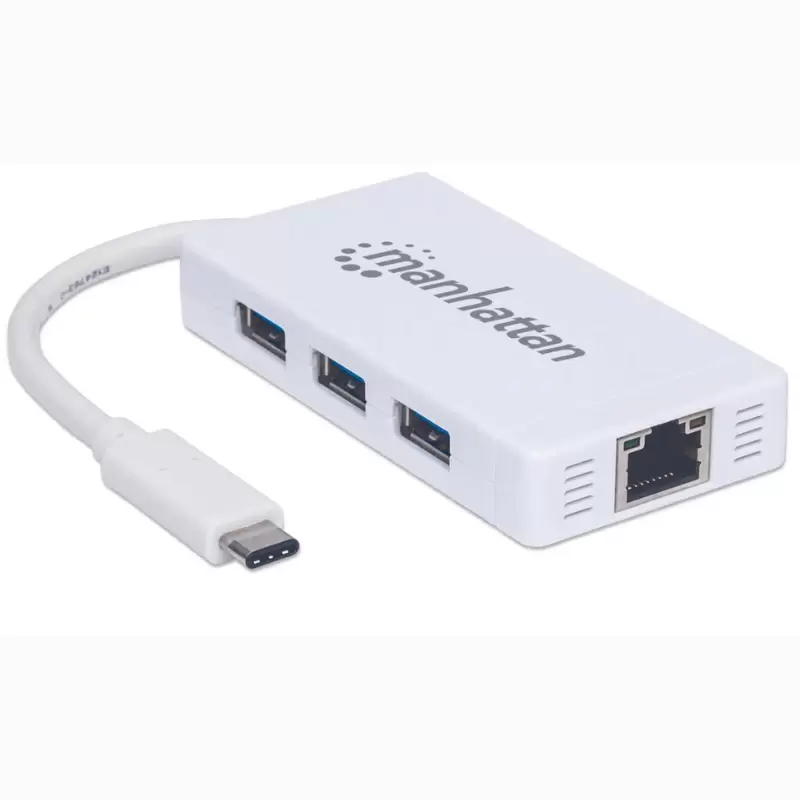 Hub USB 3.0 Manhattan: 3 Puertos y Red Gigabit Ethernet