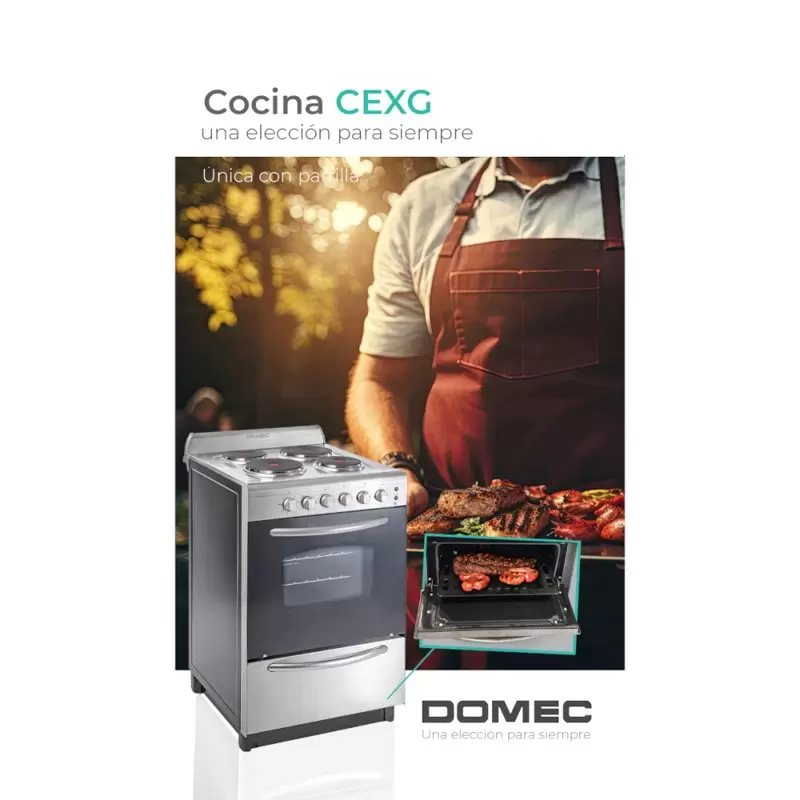 Cocina eléctrica Domec CEXG 56 cm inoxidable nueva en Belgrano