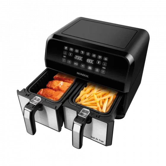 Freidora de Aire Mondial Air Fryer Dual 8 Litros AFD-01-BI - Nueva