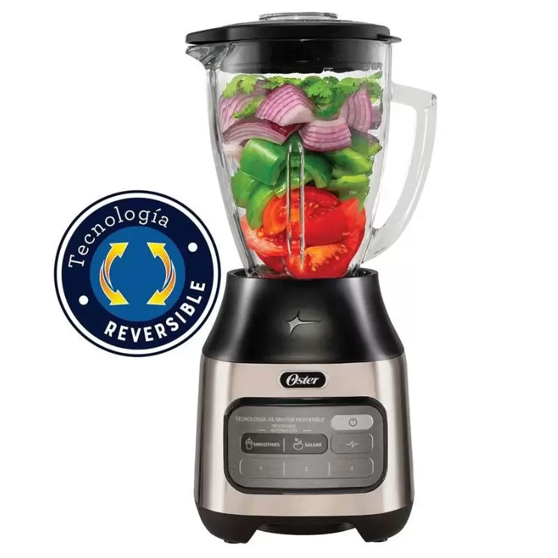 Licuadora Oster® con motor reversible y vaso de vidrio resistente