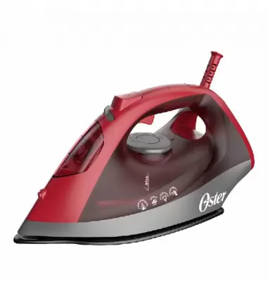 Plancha de vapor Oster® roja con suela cerámica eficiente y duradera
