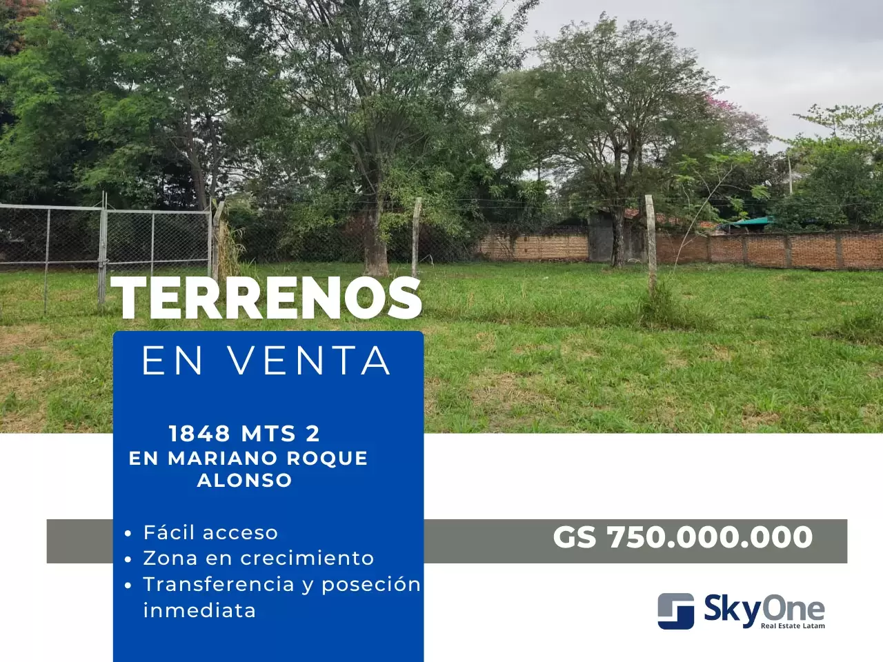 Terreno en Mariano Roque Alonso, 1848m2, Urbanización María Laura