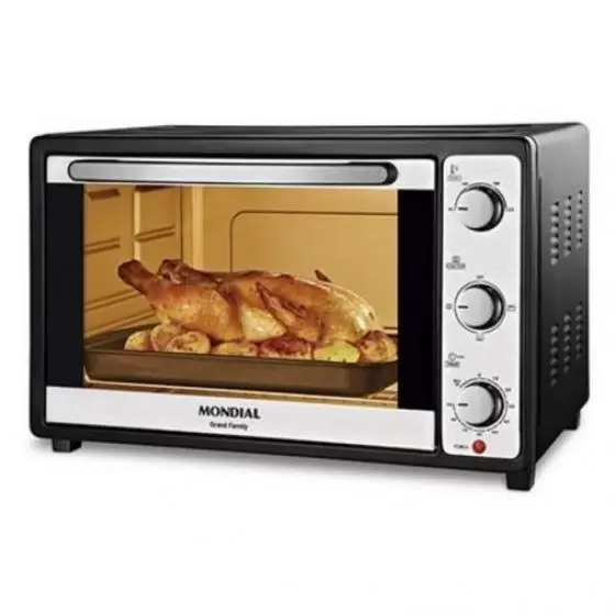 Horno eléctrico 48L Mondial FR-19: Timer, doble vidrio, bandeja.