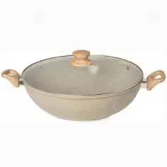 Sartén Oster Beige 7L con Tapa de Vidrio Templado