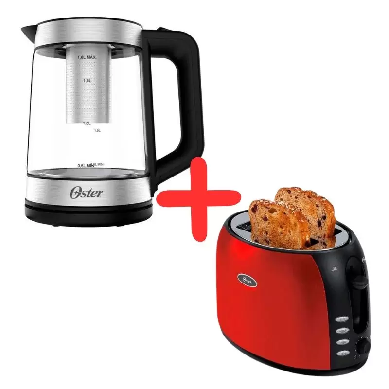 Combo Oster: Hervidora 1.8L y Tostadora 2 Rebanadas