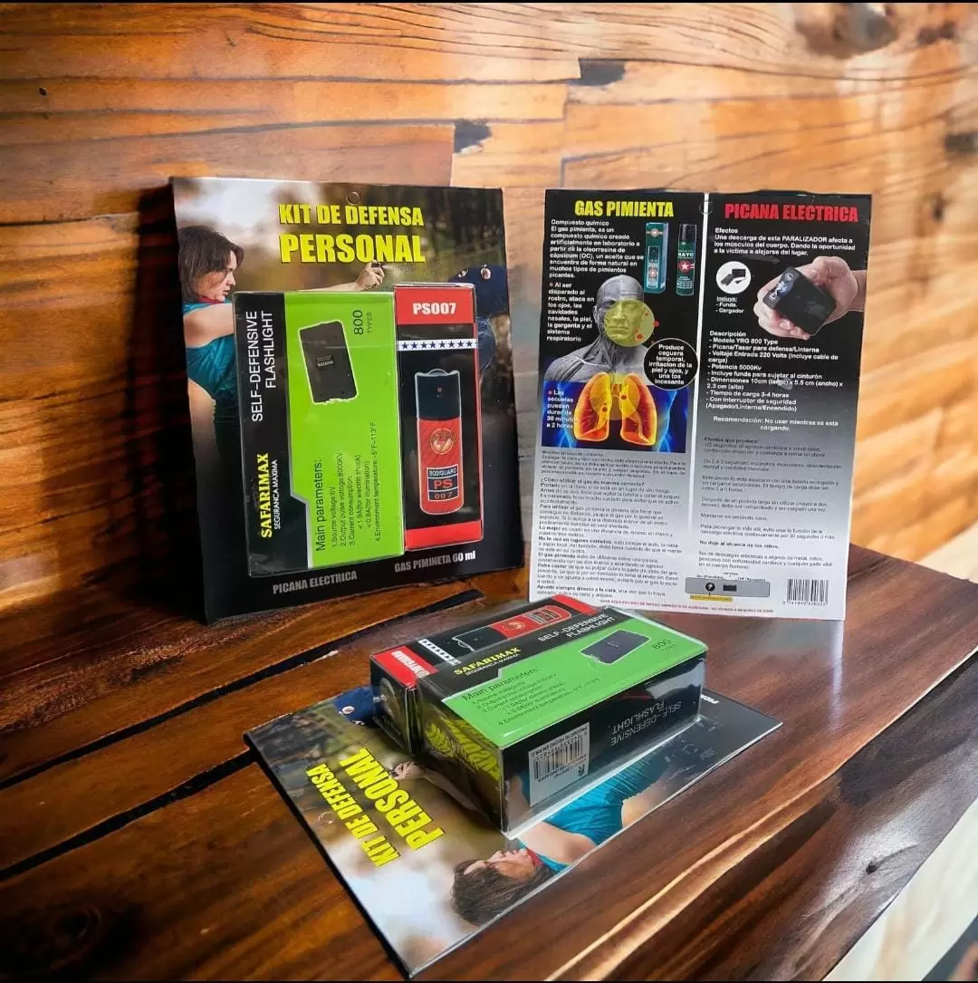 Kit Defensa Personal: Picana Eléctrica 800 Type y Gas Pimienta 60ml