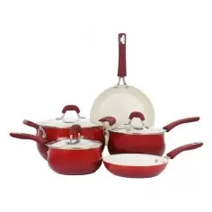 Set de Ollas Oster 5 Piezas Cerámica Rojo, Moderno y Funcional