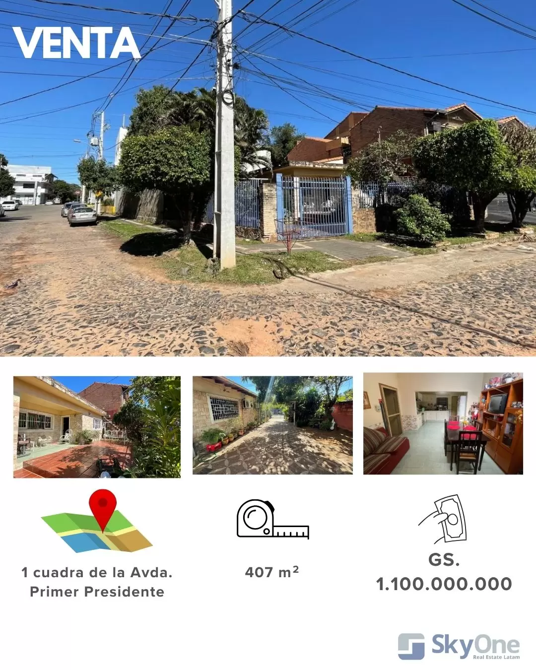 Casa 407 mts² en esquina con jardín y quincho - Asunción