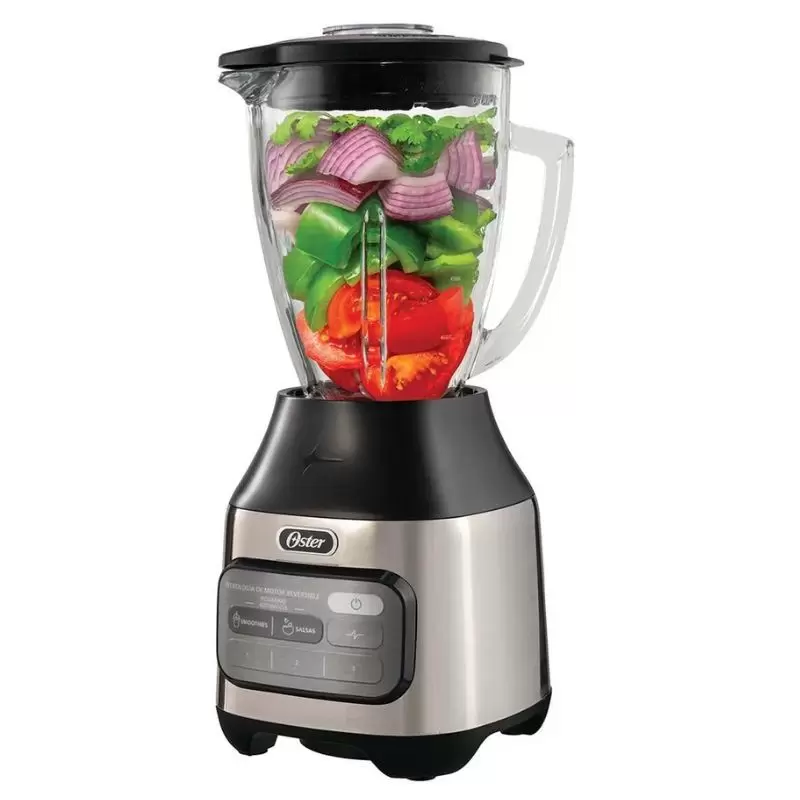Licuadora Oster® con motor reversible y vaso de vidrio resistente