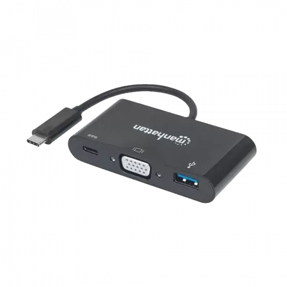Convertidor USB-C 3.1 a VGA/USB-A/USB-C 152044 HD/FHD/60Hz Negro Blister