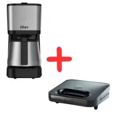 Combo Oster: Sandwichera Compacta y Cafetera con Jarra Térmica