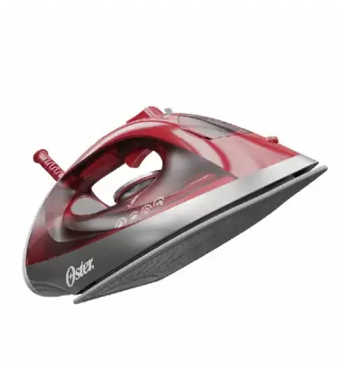 Plancha de vapor Oster® roja con suela cerámica eficiente y duradera