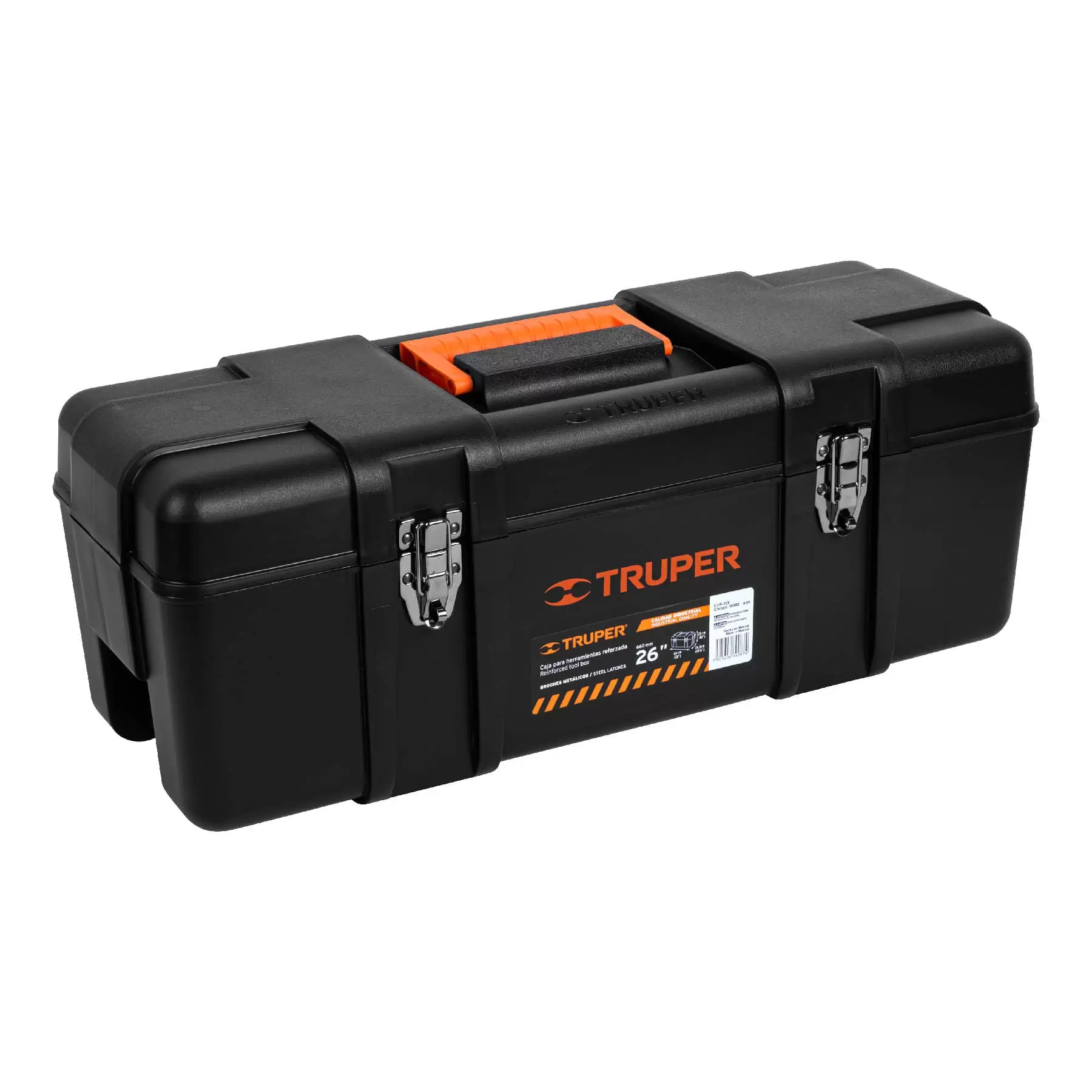 Caja de herramientas Truper 26 pulgadas, resistente y práctica.