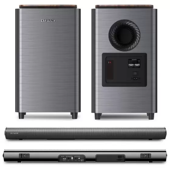 Barra de sonido Aiwa con subwoofer inalámbrico de alta fidelidad 2.1