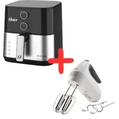 Combo Oster: Freidora Compacta 4.6L y Batidora de Mano