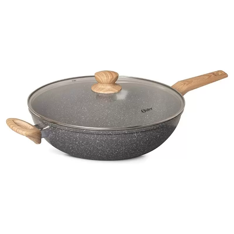 Sartén Oster 5.5L con tapa, antiadherente y elegante