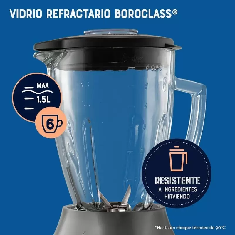 Licuadora Oster® 1.5L, 6 velocidades y vaso de vidrio