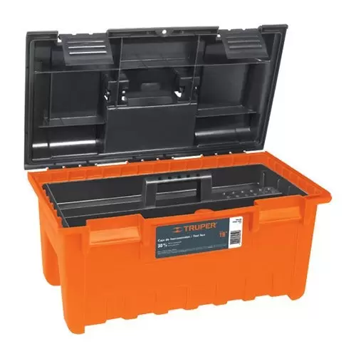 Caja de herramientas Truper 19 pulgadas, modelo ancho, color naranja