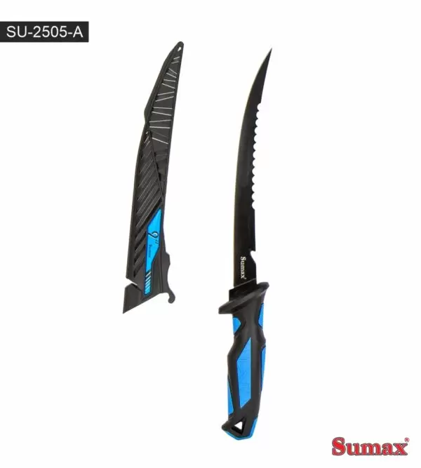 Cuchillo fileteador Sumax SU-2505 en color rojo, ideal para pesca