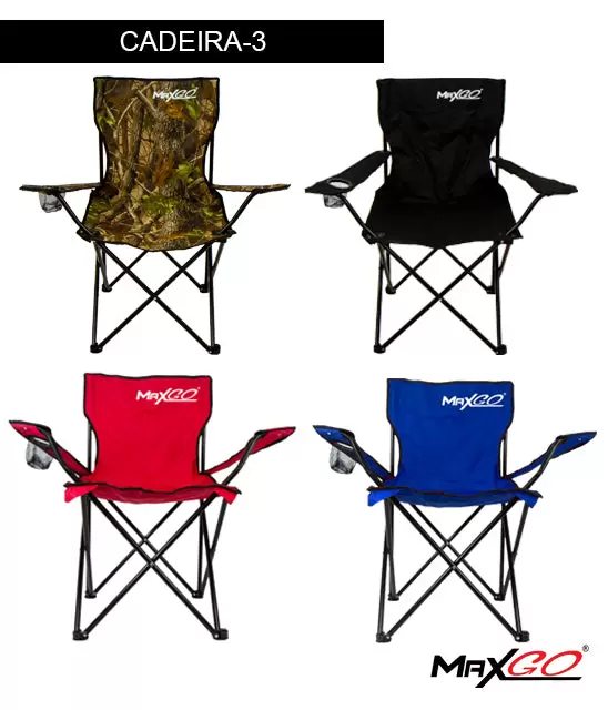 Silla plegable MaxGo con porta lata, ideal para camping.