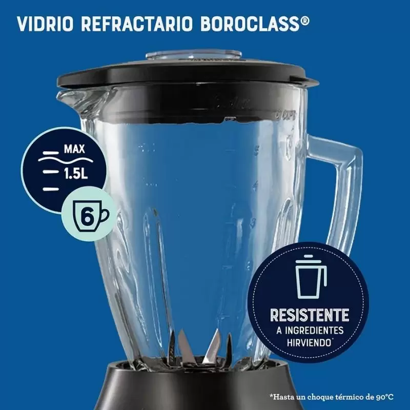 Licuadora Oster® con motor reversible y vaso de vidrio resistente