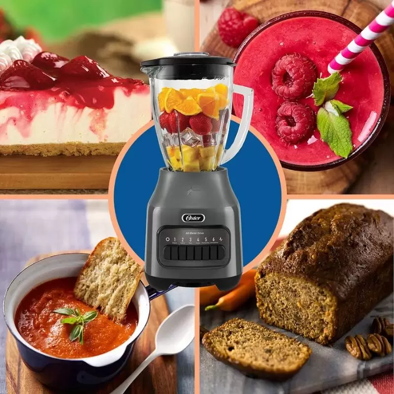 Licuadora Oster® 1.5L, 6 velocidades y vaso de vidrio