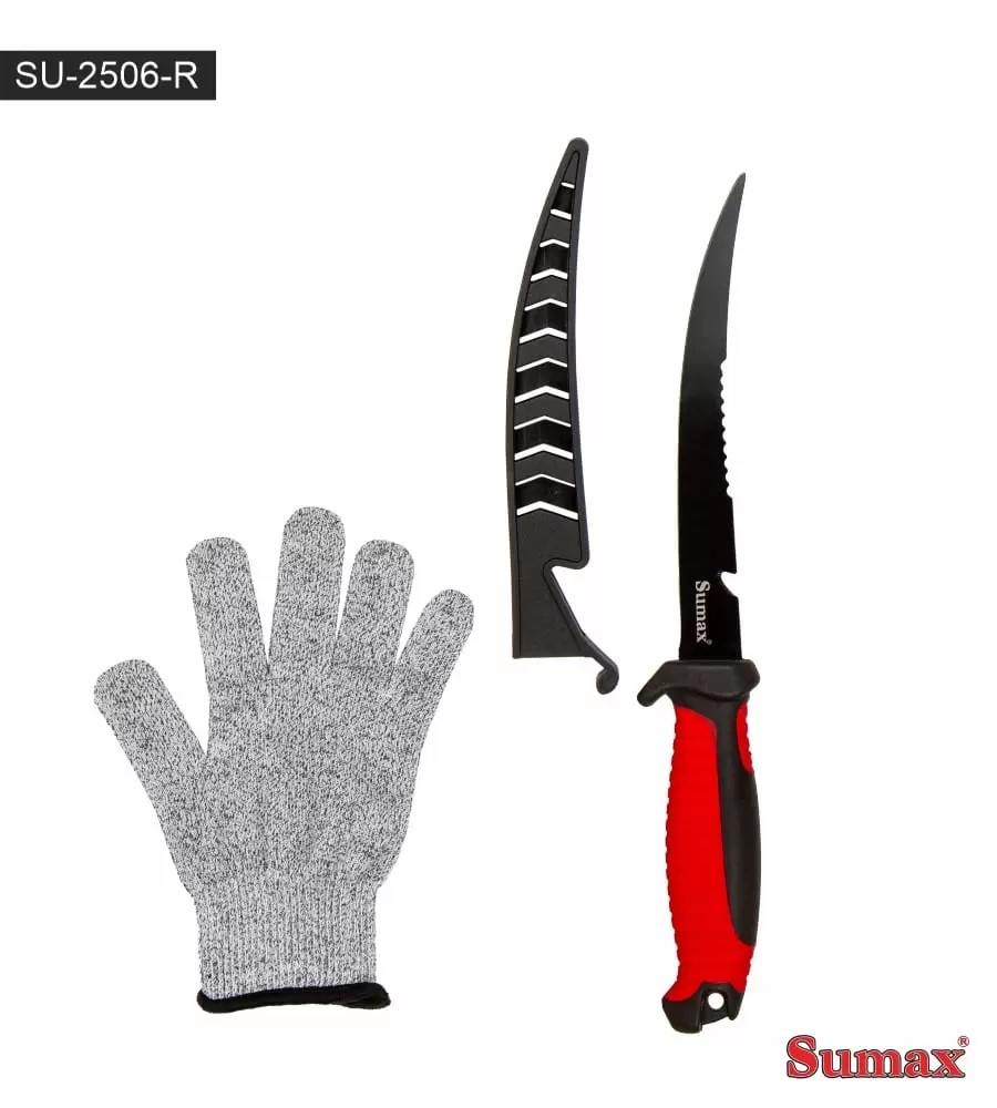 CUCHILLO SUMAX SU-2506 - Combo de cuchillos fileteadores y guante de protección.