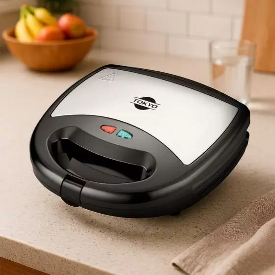 Sandwichera Tokyo 3 en 1: Grill, Wafle, Donas - Negro Inox
