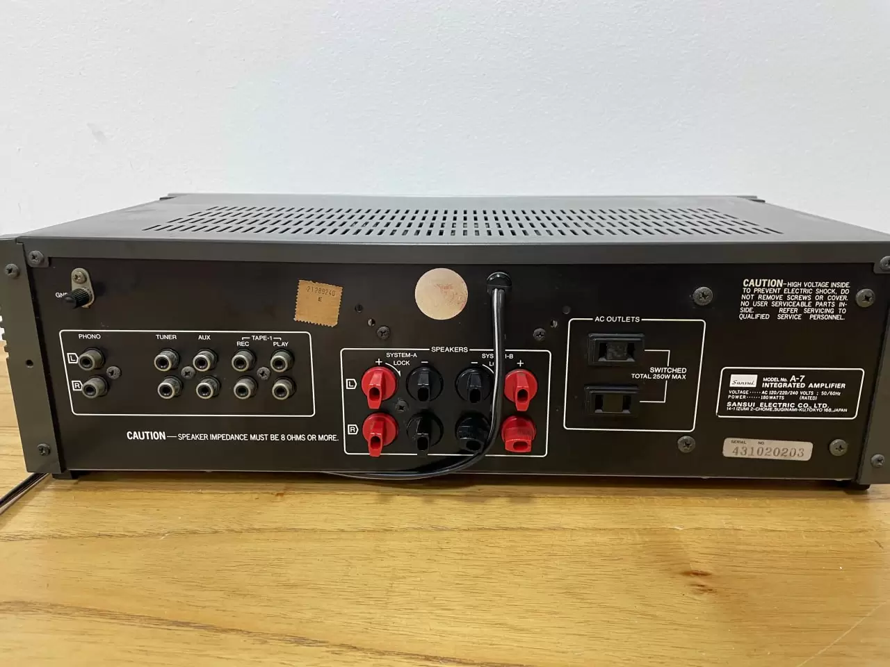 Amplificador SANSUI A7 usado, 45W por canal, tecnología Integrated DC Servo